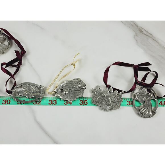 Longaberger Christmas Tree Ornament Pewter 2" Joy Love Hope Peace 90's x6 Vtg - Picture 16 of 16